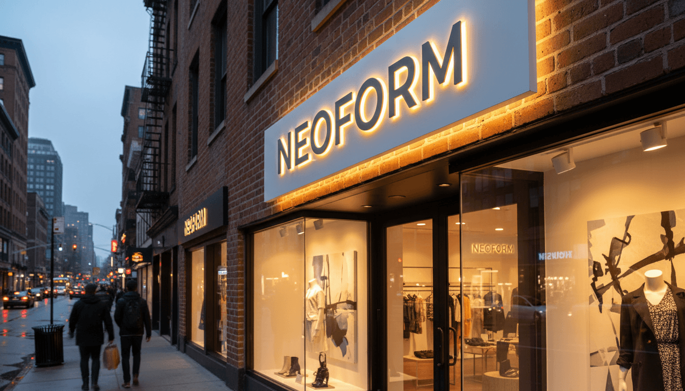 Wizualizacja reklamowej wywieszki, szyldu i reklamy na elewacji